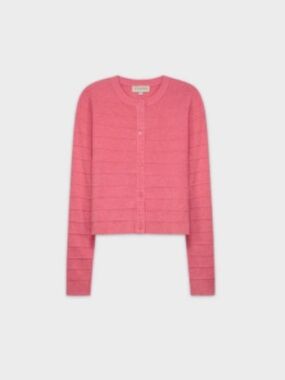 Vaara ribbed knit cardigan M women hot pink EUC